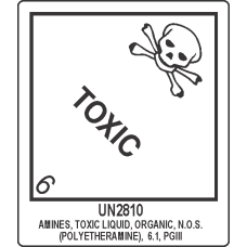 UN2810 AMINES, TOXIC LIQUID, ORGANIC, N.O.S. (POLYETHERAMINE), 6.1, PGIII BDC