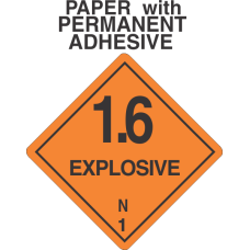 Explosive Class 1.6N Paper Labels