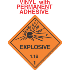 Explosive Class 1.1B Vinyl Labels