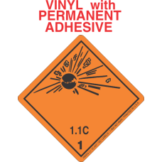 Explosive Class 1.1C Wordless (International) Vinyl Labels
