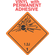 Explosive Class 1.2J Wordless (International) Vinyl Labels