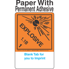 (Blank) Explosive Class 1.1B Proper Shipping Name (Extended) Paper Labels