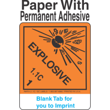(Blank) Explosive Class 1.1C Proper Shipping Name Paper Labels