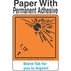 (Blank) Explosive Class 1.1F Wordless (International) Proper Shipping Name Paper Labels