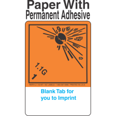(Blank) Explosive Class 1.1G Wordless (International) Proper Shipping Name (Extended) Paper Labels