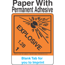 (Blank) Explosive Class 1.2B Proper Shipping Name Paper Labels