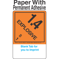 (Blank) Explosive Class 1.4B Proper Shipping Name (Extended) Paper Labels