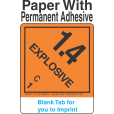 (Blank) Explosive Class 1.4C Proper Shipping Name Paper Labels