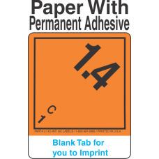 (Blank) Explosive Class 1.4C Wordless (International) Proper Shipping Name Paper Labels