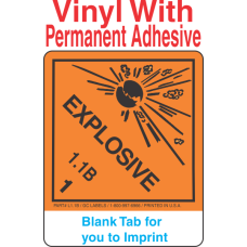 (Blank) Explosive Class 1.1B Proper Shipping Name Vinyl Labels