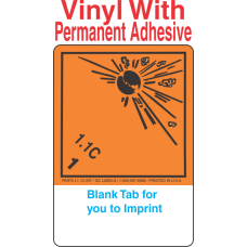 (Blank) Explosive Class 1.1C Wordless (International) Proper Shipping Name (Extended) Vinyl Labels