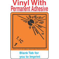 (Blank) Explosive Class 1.1C Wordless (International) Proper Shipping Name Vinyl Labels