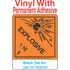(Blank) Explosive Class 1.1E Proper Shipping Name Vinyl Labels