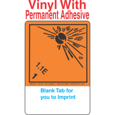 (Blank) Explosive Class 1.1E Wordless (International) Proper Shipping Name (Extended) Vinyl Labels