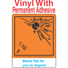 (Blank) Explosive Class 1.1G Wordless (International) Proper Shipping Name Vinyl Labels