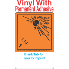 (Blank) Explosive Class 1.1J Wordless (International) Proper Shipping Name (Extended) Vinyl Labels