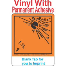 (Blank) Explosive Class 1.1L Wordless (International) Proper Shipping Name Vinyl Labels