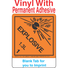(Blank) Explosive Class 1.3L Proper Shipping Name Vinyl Labels