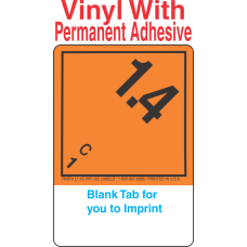 (Blank) Explosive Class 1.4C Wordless (International) Proper Shipping Name (Extended) Vinyl Labels
