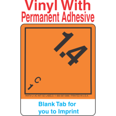 (Blank) Explosive Class 1.4C Wordless (International) Proper Shipping Name Vinyl Labels