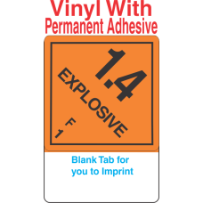 (Blank) Explosive Class 1.4F Proper Shipping Name (Extended) Vinyl Labels
