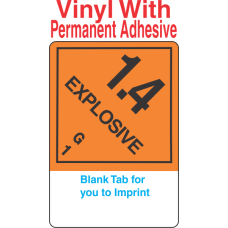 (Blank) Explosive Class 1.4G Proper Shipping Name (Extended) Vinyl Labels