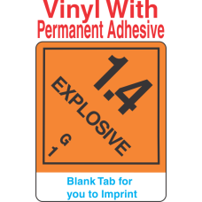 (Blank) Explosive Class 1.4G Proper Shipping Name Vinyl Labels