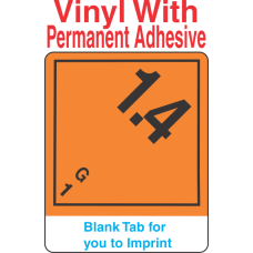 (Blank) Explosive Class 1.4G Wordless (International) Proper Shipping Name Vinyl Labels