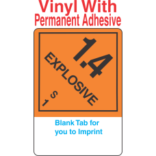 (Blank) Explosive Class 1.4S Proper Shipping Name (Extended) Vinyl Labels