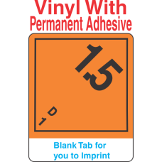 (Blank) Explosive Class 1.5D Wordless (International) Proper Shipping Name Vinyl Labels