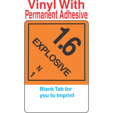 (Blank) Explosive Class 1.6N Proper Shipping Name (Extended) Vinyl Labels