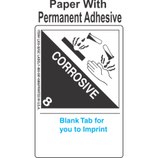 (Blank) Corrosive Class 8 Proper Shipping Name (Extended) Paper Labels