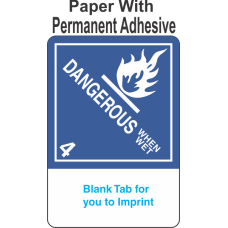 (Blank) Dangerous When Wet Class 4.3 Proper Shipping Name (Extended) Paper Labels