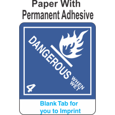 (Blank) Dangerous When Wet Class 4.3 Proper Shipping Name Paper Labels