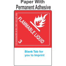 (Blank) Flammable Class 3 Proper Shipping Name (Extended) Paper Labels