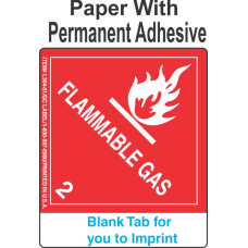(Blank) Flammable Gas Class 2.1 Proper Shipping Name Paper Labels