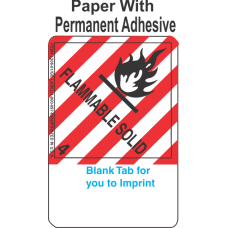(Blank) Flammable Solid Class 4.1 Proper Shipping Name (Extended) Paper Labels