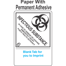 (Blank) Infectious Substance 6.2 Proper Shipping Name (Extended) Paper Internatioanl Wordless Labels