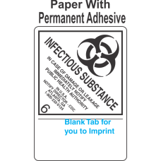 (Blank) Infectious Substance 6.2 Proper Shipping Name (Extended) Paper Labels