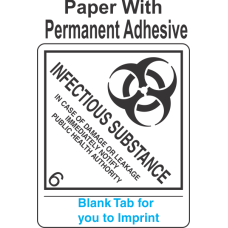 (Blank) Infectious Substance 6.2 Proper Shipping Name Paper Internatioanl Wordless Labels