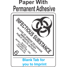 (Blank) Infectious Substance 6.2 Proper Shipping Name Paper Labels