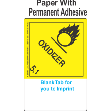 (Blank) Oxidizer Class 5.1 Proper Shipping Name (Extended) Paper Labels