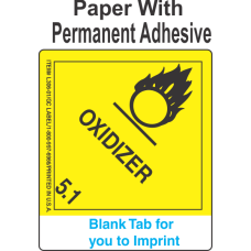 (Blank) Oxidizer Class 5.1 Proper Shipping Name Paper Labels
