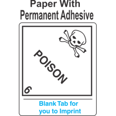 (Blank) Poison Class 6.2 Proper Shipping Name Paper Labels
