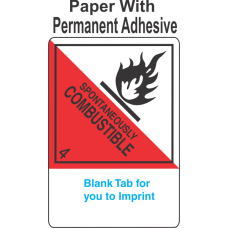 (Blank) Spontaneously Combustible Class 4.2 Proper Shipping Name (Extended) Paper Labels