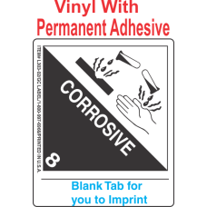 (Blank) Corrosive Class 8 Proper Shipping Name Vinyl Labels