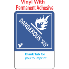 (Blank) Dangerous When Wet Class 4.3 Proper Shipping Name (Extended) Vinyl Labels