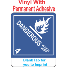 (Blank) Dangerous When Wet Class 4.3 Proper Shipping Name Vinyl Labels