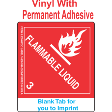 (Blank) Flammable Class 3 Proper Shipping Name Vinyl Labels