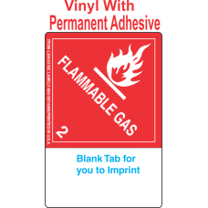 (Blank) Flammable Gas Class 2.1 Proper Shipping Name (Extended) Vinyl Labels
